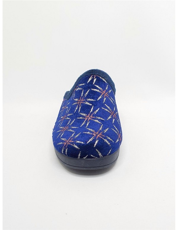 Zapatillas De Estar Por Casa Modelo Louise Con Estampado De Lunares Para Mujer (38) (Azul Marino